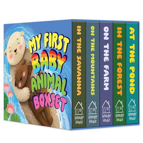 My First Baby Animal – Boxed Set of 5 Board Books: On the Pond, In the Forest, On the Farm, On the Mountains & In the Savanna | Illustrated Early ... Board Books for Ages 0–3 Years: Mini Box Set (Board book)