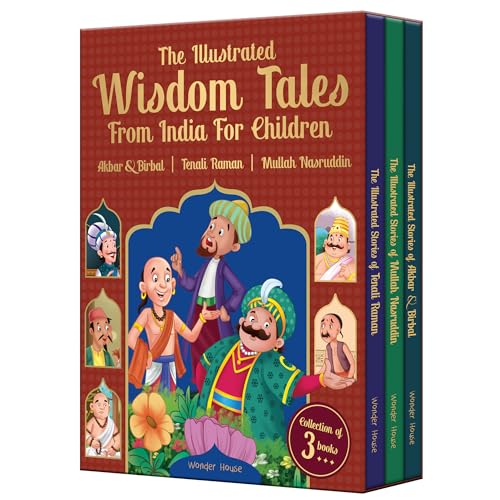 The Illustrated Wisdom Tales from India for Children (Boxed set of 3 Books)-Tenali Rama |Akbar and Birbal | Mulla Nasruddin: Collection of 3 Books (Illustrated Story Books) (Hardcover)