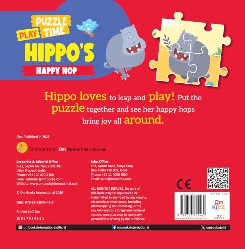 Puzzle Play Time: Play Hippo's Happy Hop | Jigsaw Puzzle & Story Book for Kids | Fun Animal Adventure Activity Book | Interactive Puzzle Book for Children Ages 1+ (Board book)