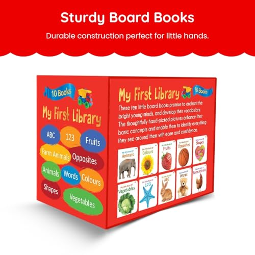 My First Library: Box Set of 10 Board Books for Children | My Little Book of Early Learning for Kids | Learn ABCs, Numbers, Words, Colours & More | Kids Amazing Picture Book | Little Learner’s Library (Board book)
