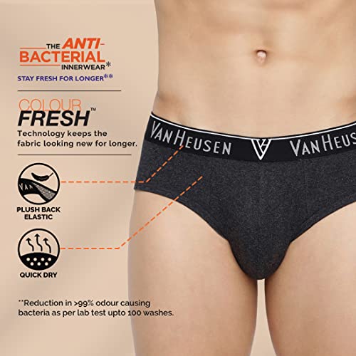 Van Heusen Men’s Cotton Briefs Pack of 3| Ribbed Cotton | Anti-Bacterial | Stay fresh | Sweat Absorbant | Moisture-Wicking | Long Lasting Colors |Breathable Combed Cotton for extra comfort | Soft Wais (₹867.00)