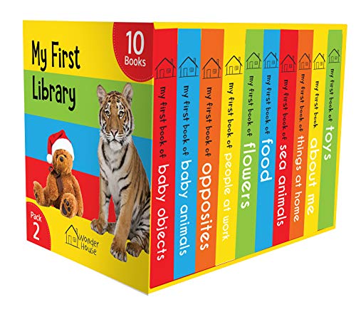 My First Library Pack 2: Boxset of 10 Board Books for Kids (Pack 2) | Includes Baby Objects, Baby Animals, Opposites, People at Work, Flowers, Food, Sea Animals, Things at Home, About Me & Toys | Earl (Board book)
