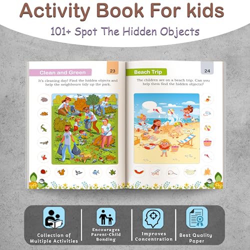 101+ Pencil Control and Spot the Hidden Objects Activity Book for Kids : Kid’s Learning Book with Activities, Fun Book, Preschool Learning Games, Activities for Toddlers | Combo of 2 (Paperback)