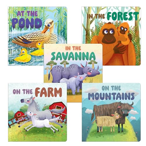 My First Baby Animal – Boxed Set of 5 Board Books: On the Pond, In the Forest, On the Farm, On the Mountains & In the Savanna | Illustrated Early ... Board Books for Ages 0–3 Years: Mini Box Set (Board book)