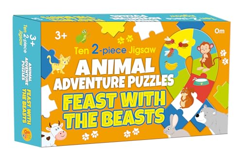 Animal Adventure Puzzles Feast with the Beasts: Ten 2-Pieces Jigsaw for Kids Learn and Play | Brain Games | Mind Teaser | Puzzle Set; 3+ Ages (Puzzle)