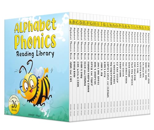 Alphabet Phonics – Reading Library for Children (Boxset of 26 Books): A–Z Phonics Readers with Sight Words, Rhymes & Fun Stories | Early Reading Box Set for Kids Learning to Read | Ages 3–6 Years (Board book)