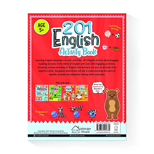 201 English Activity Book: Fun Activities and Grammar Exercises | Alphabet & Words, Rhyming & Opposites | Ages 5–9 | 4+ Hours of Interactive Learning (Paperback)