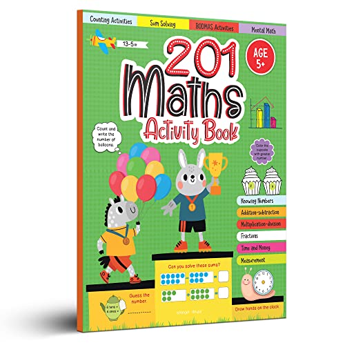 201 Maths Activity Book: Fun Activities and Practice Sheets | Learn Counting, Addition & Subtraction | Ages 4–7 | 3 Hours of Interactive Learning (Paperback)
