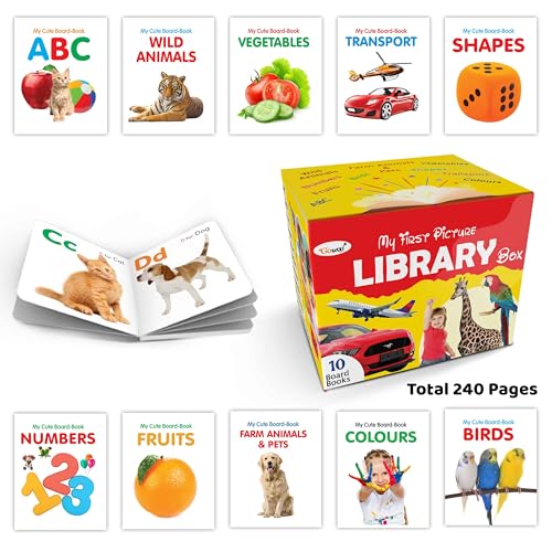My First All in One Picture Library Box Of 10 (Pre-School Books) | in Yellow (Board book)
