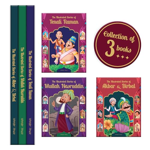 The Illustrated Wisdom Tales from India for Children (Boxed set of 3 Books)-Tenali Rama |Akbar and Birbal | Mulla Nasruddin: Collection of 3 Books (Illustrated Story Books) (Hardcover)