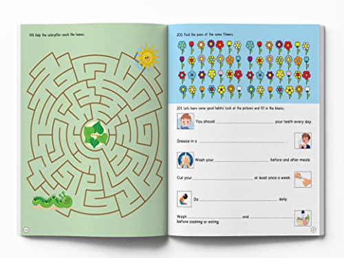 201 Brain Booster Activity Book - Fun Activities and Exercises For Children | Tracing & Pattern, Colors & Shapes, Maze | Ages 5 and up | 1.5 hours of fun time