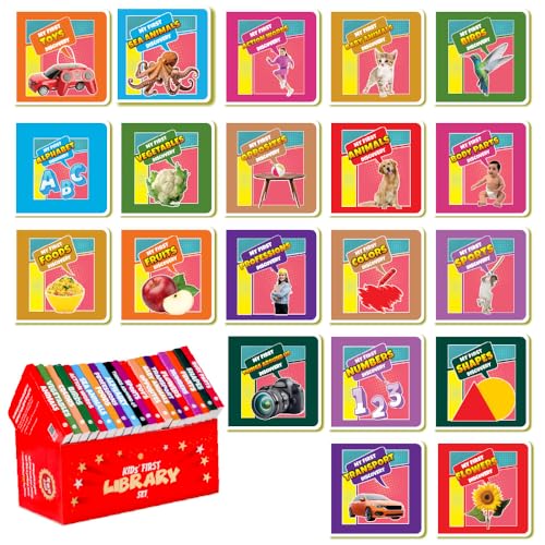Kids' First Library Boxset of 20 Board Books, Early Learning Educational Book for Toddlers, Books for 1-3 Year Old, Animals, Fruits, Vegetables, Transport, Toys (Board book)