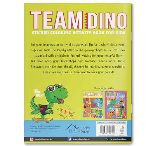 Team Dino Sticker Coloring Book For Kids (Paperback)