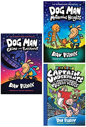 Dog Man #10: Mothering Heights & DOG MAN #09: GRIME AND PUNISHMENT & CAPTAIN UNDERPANTS AND THE PREPOSTEROUS PLIGHT OF THE PURPLE POTTY PEOPLE (Colour Edition #8) (Product Bundle)