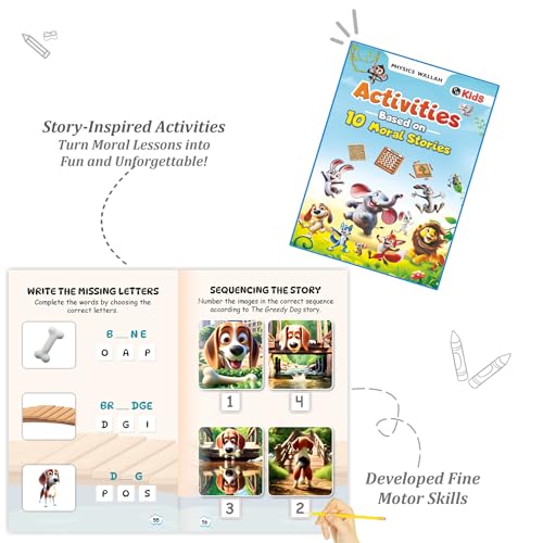 Set of 10 Moral Story Book for Kids with 100+ Activities Book, Short Illustrated Stories with 3D Animated Images, Story Book for Kids 3-5 Years (Paperback)