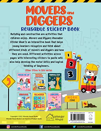 Movers and Diggers Reusable Sticker Book For Children (Paperback)