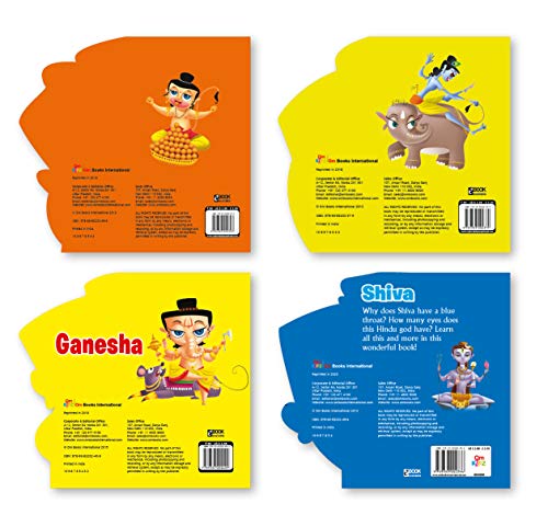 Board Books : Gods - (Set of 4 Books) Krishna, Shiva, Hanuman, Ganesha ( Illustrated story books for kids) (Cutout Board Books) (Board book)