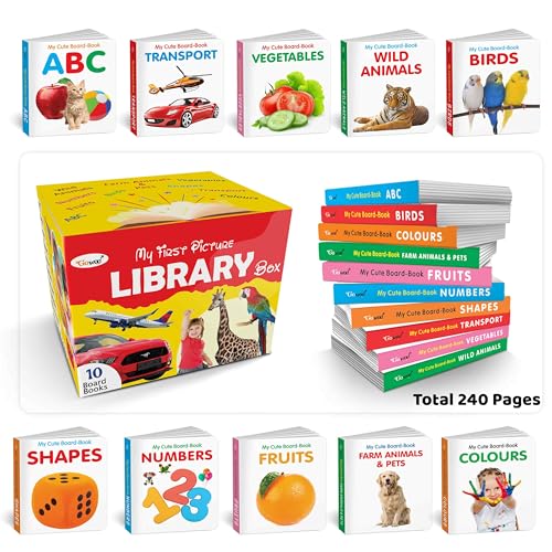My First All in One Picture Library Box Of 10 (Pre-School Books) | in Yellow (Board book)