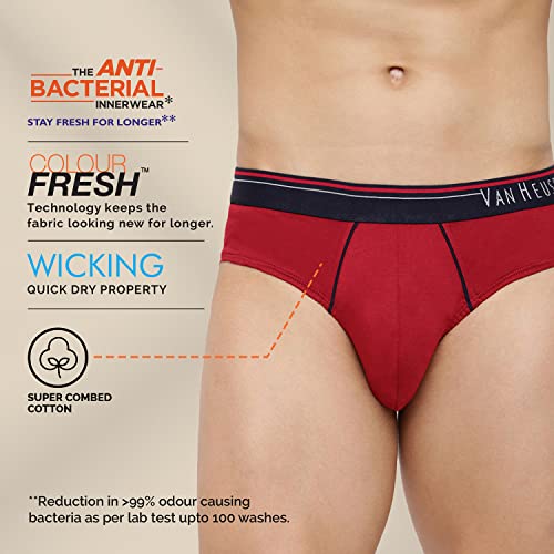 Van Heusen Men Briefs - 100% Combed Cotton - Pack Of 2 - Anti Bacterial, Colour Fresh, Moisture Wicking (₹655.00 with 9 percent savings)