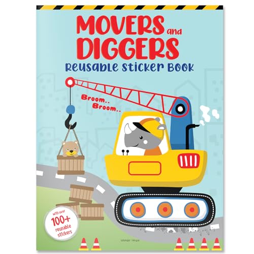 Movers and Diggers Reusable Sticker Book For Children (Paperback)