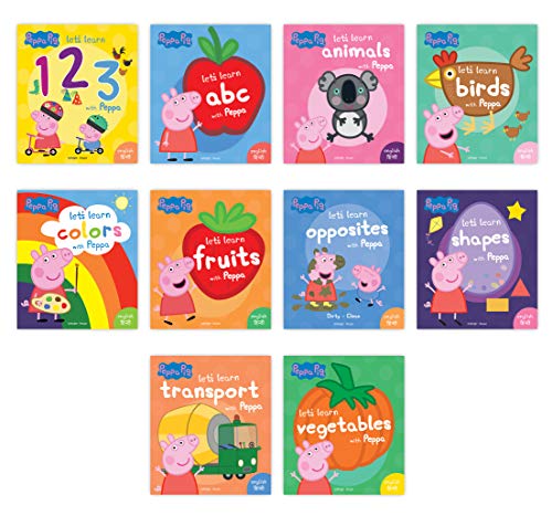 Peppa Pig Early Learning Library (English-Hindi): Boxset of 10 Board Books for Children (Board book)