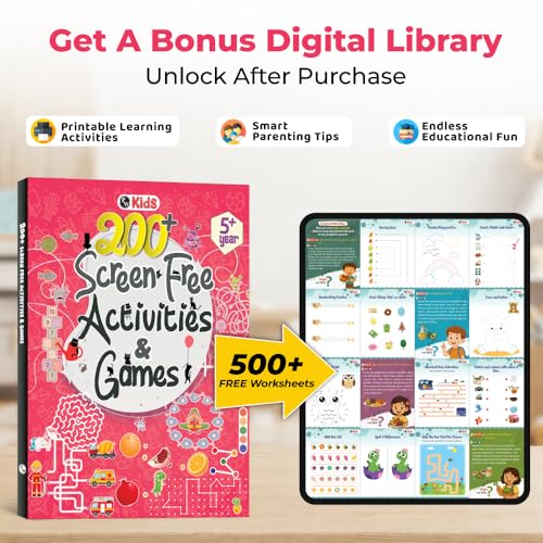 200+ Screen-Free Activities & Games Book For Kids 5+ Years Old | Mazes & Puzzles, Word Games, Crosswords, Patterns & Shapes, Logical Reasoning, Fun Brain Teasing Educational Activity Book For Toddlers (Paperback)