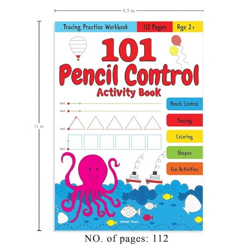 101 Pencil Control Activity Book For Kids: Tracing Practise Book | Age 2+ and up | 4 hours of writing activities (Paperback)