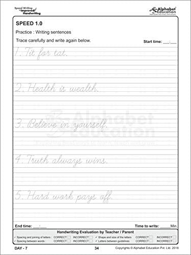 Speed Writing In Improved Handwriting - Cursive writing - Book A (For Age 6-9 Years) - Cursive handwriting practice book (Paperback)