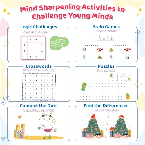 200+ Screen-Free Activities & Games Book For Kids 5+ Years Old | Mazes & Puzzles, Word Games, Crosswords, Patterns & Shapes, Logical Reasoning, Fun Brain Teasing Educational Activity Book For Toddlers (Paperback)
