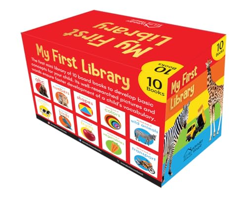 My First Library: Boxset of 10 Board Books for Kids (Pack 1) | Includes ABC, Numbers, Shapes, Colors, Wild Animals, Farm Animals & Pets, Birds, Fruits, Vegetables & Transport | Early Learning Board Bo (Hardcover)