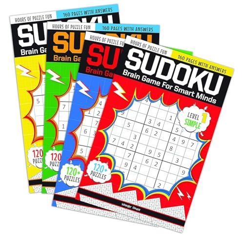 Sudoku - Brain Games For Smart Minds Box Set of 4 Books : Brain Booster Puzzles for Kids, 480 + Fun Games. Combo of Easy, Hard, Killer, Complex Levels. (Paperback)