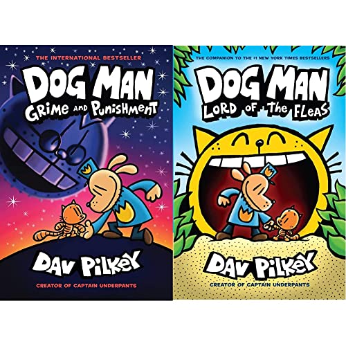 DOG MAN #09: GRIME AND PUNISHMENT + Dog Man #5: Dog Man: Lord of the Fleas: From the Creator of Captain Underpants (Set of 2 Books) (Product Bundle)