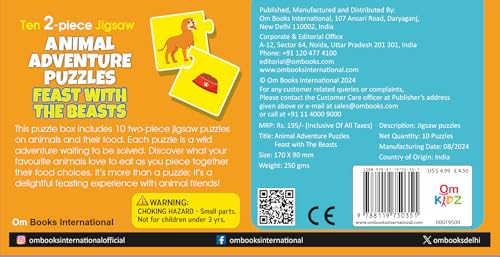Animal Adventure Puzzles Feast with the Beasts: Ten 2-Pieces Jigsaw for Kids Learn and Play | Brain Games | Mind Teaser | Puzzle Set; 3+ Ages (Puzzle)