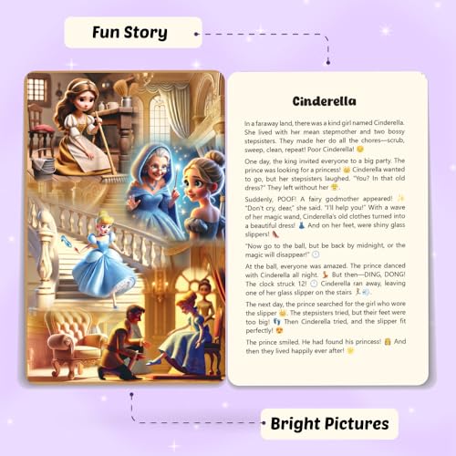 Bedtime Fantasy and Fairy Tales Flashcards for Kids, 51 Colourful & Short Stories Flashcards for 3-6 Years Old, Montessori Educational Toy (Cards)