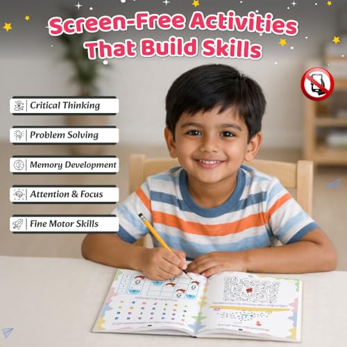 200+ Screen-Free Activities & Games Book For Kids 5+ Years Old | Mazes & Puzzles, Word Games, Crosswords, Patterns & Shapes, Logical Reasoning, Fun Brain Teasing Educational Activity Book For Toddlers