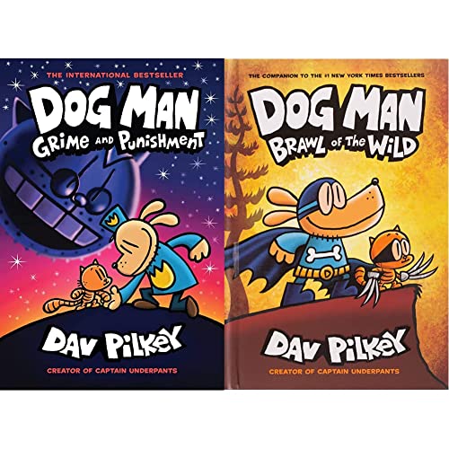 DOG MAN #09: GRIME AND PUNISHMENT + Dog Man #06: Brawl of The Wild (Set of 2 Books) (Product Bundle)