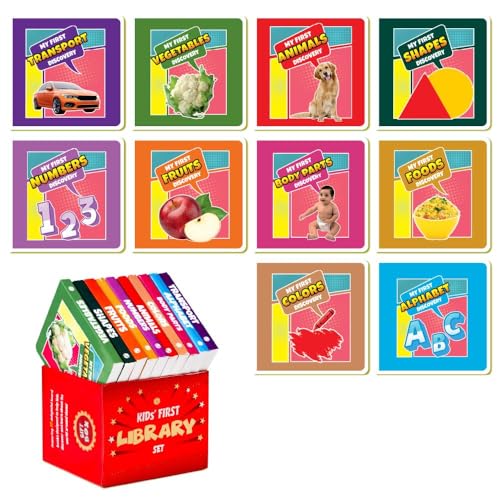 My First Library Set of 10 Board Books for Kids, Early Learning Book for Babies & Toddlers, Alphabets, Body Parts, Numbers, 1-3 Years (Kids' First Library Box Set) (Board book)