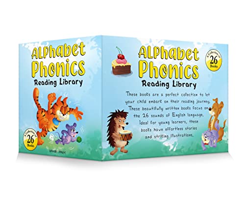 Alphabet Phonics – Reading Library for Children (Boxset of 26 Books): A–Z Phonics Readers with Sight Words, Rhymes & Fun Stories | Early Reading Box Set for Kids Learning to Read | Ages 3–6 Years (Board book)