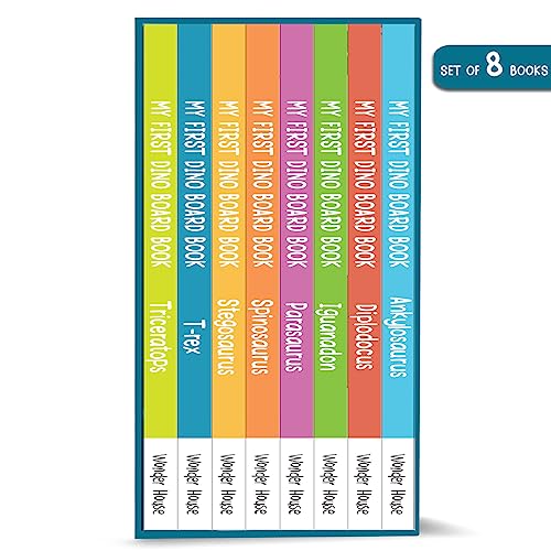 My First Dinosaur Board Books – Boxed Set of 8: T. rex, Triceratops, Stegosaurus, Spinosaurus, Diplodocus, Ankylosaurus, Parasaurolophus & Iguanodon | Brightly Illustrated Dino Books with Fun Facts & Easy Text | Sturdy Board Books for Toddlers & Pres