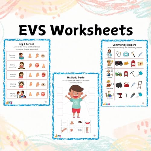 LKG Activity Worksheets For Kids + Free Sticker | Covers English, Maths, EVS, General Awarness & Lifeskills | For 3 - 5 year kids | Engaging Curriculum Based Worksheets | By Learning Dino