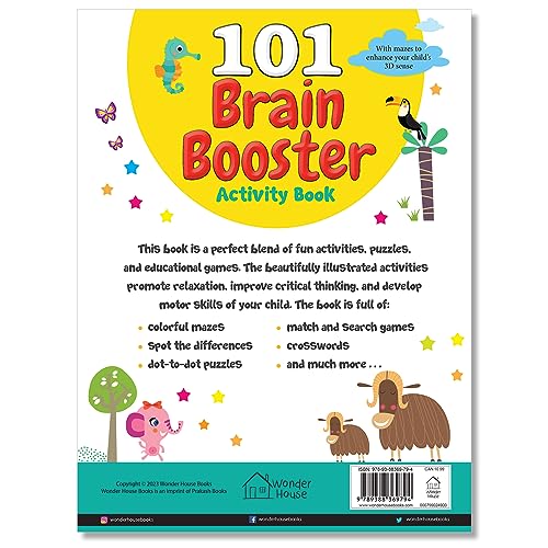 101 Brain Booster Activity Book: Fun Activity Book For Children | Puzzles, Games, Educational activities | Ages 5 and up | 2 hours of fun time