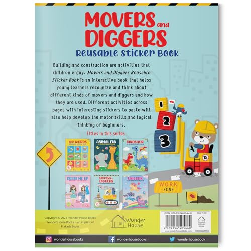 Movers and Diggers Reusable Sticker Book For Children (Paperback)