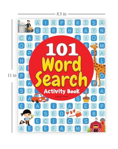101 Word Search Activity Book: Large Grid Word Search Puzzles for Kids With Attractive Illustrations I Ages 3-6 I Vocabulary building I Learn new Words I Motor Skills improvement I 4 Hours of fun (Hardcover)
