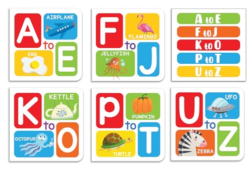 My First A to Z – Boxed Set of 5 Mini Board Books: Learn the Alphabet from A to Z with Bright Pictures & Fun Learning | Includes A–E, F–J, K–O, P–T, ... Toddlers & Preschoolers | Ages 0–5 Years (Board book)