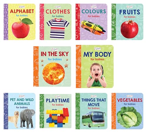 My First Library: 10 Board Books Set for Babies & Toddlers | ABC, Numbers, Shapes, Colors, Animals, Birds, Fruits, Veggies & Transport | Early Learning Educational Books for Kids (0–3 Years) (Board book)