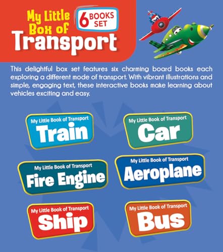 My Little Box of Transport: Early Learning Vehicle 6 Board Books for Kids | Includes Train, Car, Bus, Fire Engine, Ship & Aeroplane | Bright Pictures | Perfect Gift Set for Preschoolers (Board book)