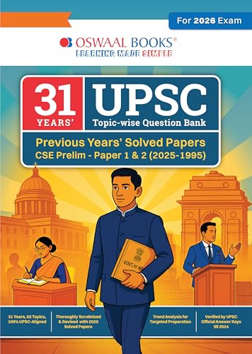 Oswaal 31 years UPSC Topic-wise Question Bank Previous Years Solved Papers CSE Prelim -Paper 1 & 2 (2025-1995) (Paperback)