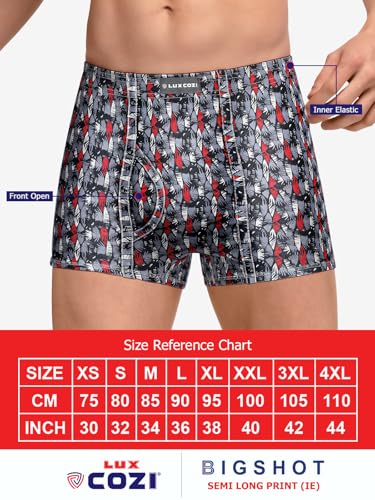 Lux Cozi Mens 100% Cotton Printed Mini Trunk | Printed Mini Trunk for Men | Color and Print May Vary | Mini Trunk for Men Pack of 3 (M)