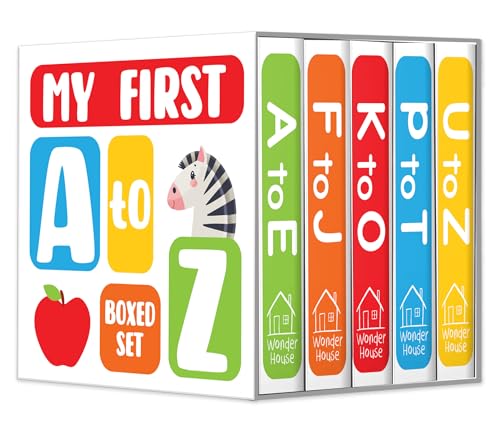 My First A to Z – Boxed Set of 5 Mini Board Books: Learn the Alphabet from A to Z with Bright Pictures & Fun Learning | Includes A–E, F–J, K–O, P–T, ... Toddlers & Preschoolers | Ages 0–5 Years (Board book)