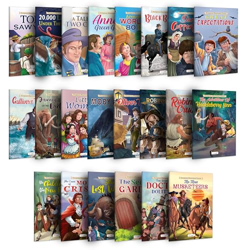 Evergreen illustrated Classics books : The Secret Garden, A tale of two cities, Gulliver's Travels, The Lost World and more - Classic story book for kids, Kids educational books | Pack of 22 books (Paperback)